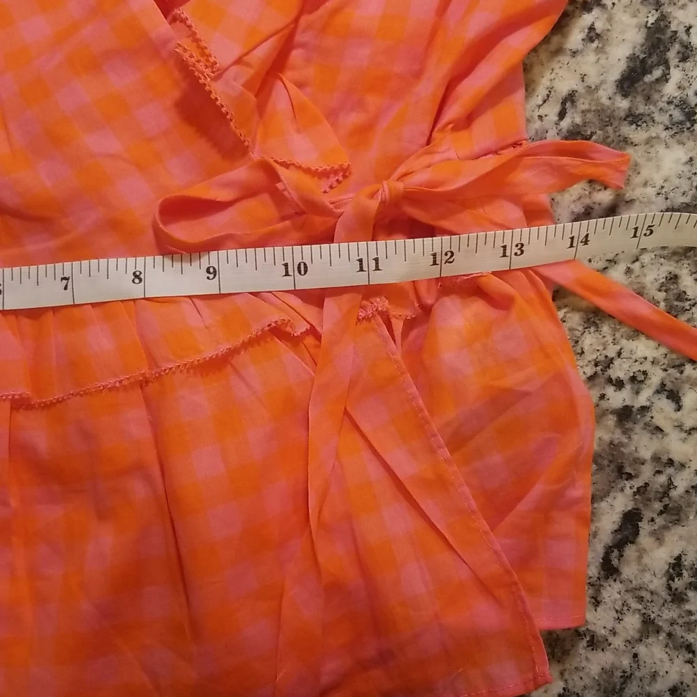J Crew Gingham Plaid Ruffle Top NWT